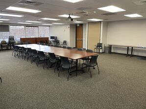 Office Cleaning in Denver, CL For all conference rooms, our crew will vacuum any carpeted areas and take out trash/recycling bins that need to be emptied. We also wipe down any hard surfaces/tables when present. We ensure our clients to come into a clean and workable workspace. (1)