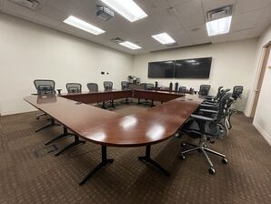 Office Cleaning in Denver, CL For all conference rooms, our crew will vacuum any carpeted areas and take out trash/recycling bins that need to be emptied. We also wipe down any hard surfaces/tables when present. We ensure our clients to come into a clean and workable workspace. (2)